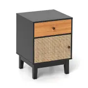 Costway Nightstand Side Cabinet Bedside Table Boho End Table
