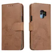 Case Card Slots Retro Leather Wallet Shockproof Flip Cover Magnetic Closure Bookstyle Stand Case - Brown