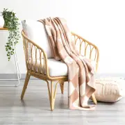 Renee Taylor Newport Checkered Cotton Knitted Tan Throw