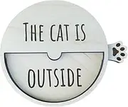Wood Pet Reminders Sign, Slideable In/Out Wood Cat Outside Reminder, Decorative Pet Sign for Kids, Family, and Friends, Perfect for Home, Outdoor Garden, and Thanksgiving Decorations