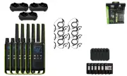 Motorola Solutions T803 Two Way Radio 6 PTT Earpieces Charging Docks 6-Pack