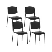 Costway Modern Plastic Dining Chair Set of 4 Stackable Chair Armless Stool w/ Metal Legs Kitchen Office Black
