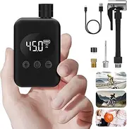 150PSI Bike Pump Electric Mini Bike Tire Pump with Gauge, Portable Bicycle Pump with Presta and Schrader, Auto Shut-Off Bicycle Inflator Pump for Bicycle, Motorcycle and Ball