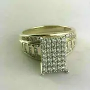 2Ct Lab Created Baguette Diamond Cluster Engagement Ring 14K White Gold Plated