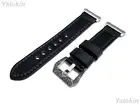 Black Brushed Leather Stitched Band Strap for Fitbit Ionic Smartwatches