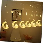 Moon Star and Fairy Tale Castle String Lights, 138 LED Muslim Curtain Fairy