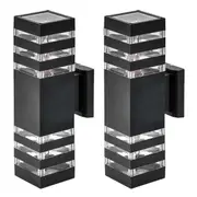 2 Pack Outdoor 3000K LED Wall Lights 12W Up and Down Fixture Wall Lights Aluminum Frame IP65 Waterproof for Patio Porch Garage Modern Exterior Light Black