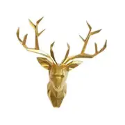 YJ Home Deer Head Wall Art - Geometrial Deer Head Sculpture Home Decor XL Gold