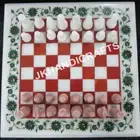 2'x2' Marble Chess Table Top Side Table Antique Floral Inlay Interior Home Decor