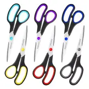 Scissors Set of 6-Pack, 8" Scissors All Purpose Comfort-Grip Handles Sharp Sc...
