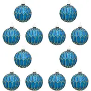 12PK LVD Glass Bauble Burlesque Home/Office Xmas Ornament Hanging Decor 8cm BLU
