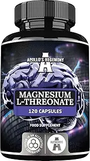 Magnesium L-Threonate 2000mg per Daily Dose - 120 Vegan Capsules - 1 Month Supply - Magnesium Supplement to Maximise Brain Magnesium Levels, Support Brain Health and Sleep - by Apollo's Hegemony