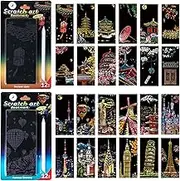 DESINIK Scratch Card Art Bookmark Kit for Adults - DIY Creative Scratch Painting Bookmarks with Card Crafting Tools, Stress Relief Art Supplies for Reading, Journaling, Travel & Gifts (24 Sheets)
