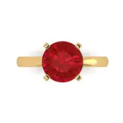 14K Yellow Gold Solitaire Promise Ring, 3 ct Round Cut Simulated Tourmaline