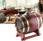 3L Oak Wine Barrel, Vintage Wood Oak Wine Barrel,Timber Wine Barrel Dispenser with Tap Stand for Beer Whiskey Rum Port(3L-茶色)