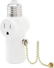 Light Socket to Plug Adapter - E26 Light Bulb Socket Adapter | Plug Adapter for Porch Light Socket with Pull Chain for Farmhouse, Backyard