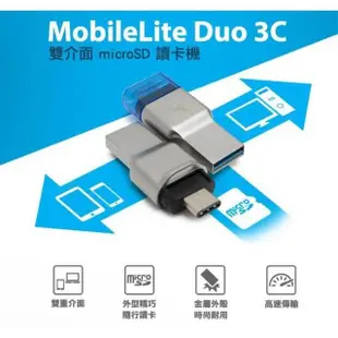 【Kingston 金士頓】全新 雙用介面 TypeC+USB3.1 小卡MicroSD讀卡機(原廠2年保固 MobileLite Duo)