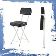 Foldable Stool Square Padded, Portable Counter Chair with Back, Folding Bar Stool, Fold Up Stool for Kitchen,Dorm,Events,Garden(Black)
