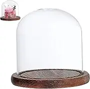 Glass Dome with Base Transparent 3.5x4.7inch Dustproof Retro Glass Display Dome Home Tabletop Coffee Shop Glass Cloche Glass Dome with Base Glass Display Dome for Fake Flower Doll Figurine