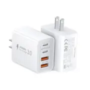 40W USB C Charger Cube, 2-Pack Wall Plug Fast Charging Block, 4-Port White