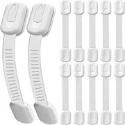 Child Safety Locks 12 Pack, Baby Safety Locks Flexible Adjustable Size, No Tools or Drilling - Adhesive Furniture Latches for Cabinets, Drawers, Appliances, Toilet Seat, Fridge, Oven, Door Safety Lock