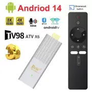 Smart TV Stick Android 14 Dual WiFi BT 8K Voice Control Streaming Media Player