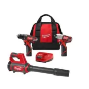 Milwaukee Power Tool Combo Kit M12 12V Lithium-Ion Cordless Drill Driver/Impact