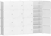 Artiss Shoe Rack Storage Cabinet 16 Cubes DIY Box Drawers Organiser Shoes Shelf Stand White Portable Wardrobe Organizer Hallway Table Home Decor Bedroom Furniture