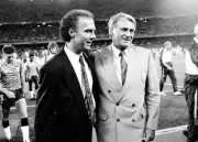 West Germany manager Franz Beckenbauer with England manager Bobby - Old Photo