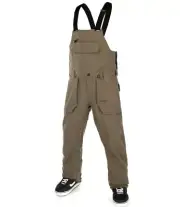 VOLCOM Mens 2023 Snowboard Snow - Roan Bib Overall Pants - Dark Teak Size XL