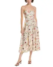 REVERIEE Linen-Blend Midi Dress