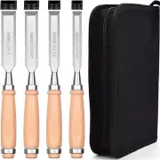GREBSTK 9.5In Wood Chisel Set for Woodworking, 4Pcs Chrome Vanadium Steel Bevel