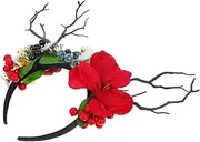 [FRCOLOR] Antler Headband Xmas Costume Hairband Christmas Hair Decoration for Xmas Antler Hairband Party Antler Prop Fruit Branch Hair Decor Xmas Rose Headband Abs Colorful