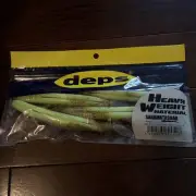 Deps Sakamata Shad 8 inch #52 Green Pumpkin Chartreuse Worm Fishing Lure New