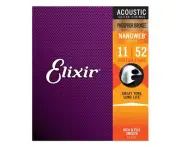Elixir #16027 Acoustic Nanoweb Phosphor Bronze Guitar String 11-52 Custom Light