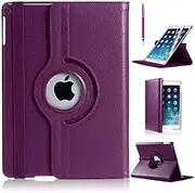 DN-Technology iPad Mini 5 Case - Premium Quality PU Leather 360 Degree Rotating Smart Case Cover with Staylus Pen for iPad Mini 5 Case (Purple)