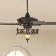 52" Rustic Country Ceiling Fan with Light LED Remote Bronze House Living Room