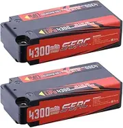 2S 7.4V 4300mAh 70CShorty Lipo Battery Hard Case with 4mm Bullet Compatible with RC 1/8 1/10 Scale Vehicle Car Truck Tank Buggy