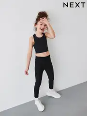 Black Sports Crop Top (5-16yrs) (C23757) | $19 - $30