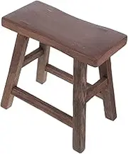 LOLIPPYY Small Wooden Stool for Sturdy Chicken Wing Design Step Stool for Shoe Changing Rustic Bathroom Kitchen Bench for Adults Long