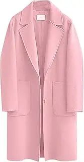 [Omoone] Women's Notched Lapel Wool Coats Mid Long Button Pea Coats Warm Thicken Trench Jacket