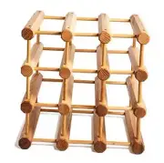 Wood Stackable Modular Wine Rack Storage Holder with Natural 12 Bottle Cooper