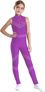 [FEESHOW] Kids Girls Gymnastics Unitard Bodysuit Sleeveless Ballet Leotard Dance Jumpsuit for Athletic Ballet Outfit Dancewear