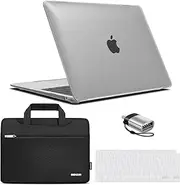[IBENZER] Compatible with New MacBook Air 13 inch Case 2022 2021 2020 M1 A2337 A2179 A1932, Hard Shell Case & Sleeve & Keyboard Cover & Type C for Mac Air 13 with Touch ID, Frost Clear, MAT13-CL+3