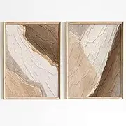 Abstract Texture Canvas Brown Beige and White Wall Art Neutral Textured Painting Brown Textured Wall Art Beige Abstract Artwork White Textured Painting Textured Boho Artwork for Bedroom 16x24inx2
