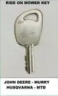 RIDE ON MOWER KEY FITS SELECTED HUSQVARNA JOHN DEERE MTD , MURRAY MOWERS JD1