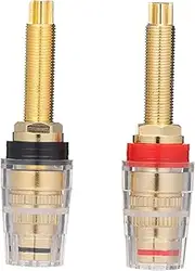 Labymos 1 Pair HiFi Terminals 24 Gold Plated Longer Speaker Terminal Right and Left Channels Bg Post Banana Socket Audio Connector Terminals High-end Solderable 4 mm Plug