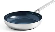 Blue Diamond Cookware Tri-Ply Stainless Steel Ceramic Nonstick, 25cm Frying Pan Skillet, PFAS-Free, Multi Clad, Induction, Dishwasher Safe, Oven Safe, Silver