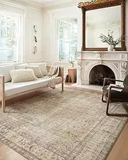 Loloi Margot Collection MAT-01 Antique/Sage 2'-6" x 7'-6", .38" Thick Runner Rug feat.CloudPile, Soft, Durable, Printed, Medallion, Low Pile, Non-Shedding, Easy Clean, Living Room Rug