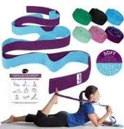 TECEUM Stretching Strap 10 Loop Non-Elastic Yoga Strap for Exercise & Therapy